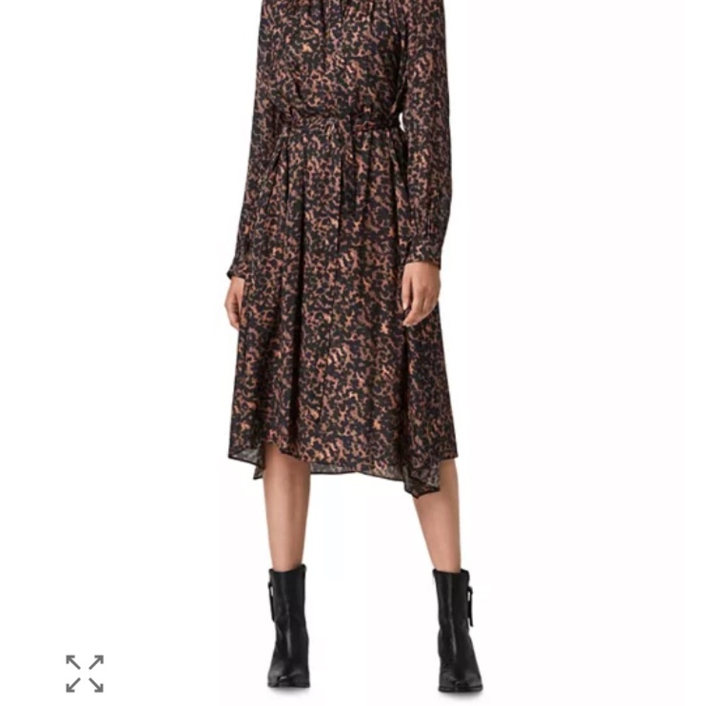 All Saints Nina Torto Midi Dress with Belt